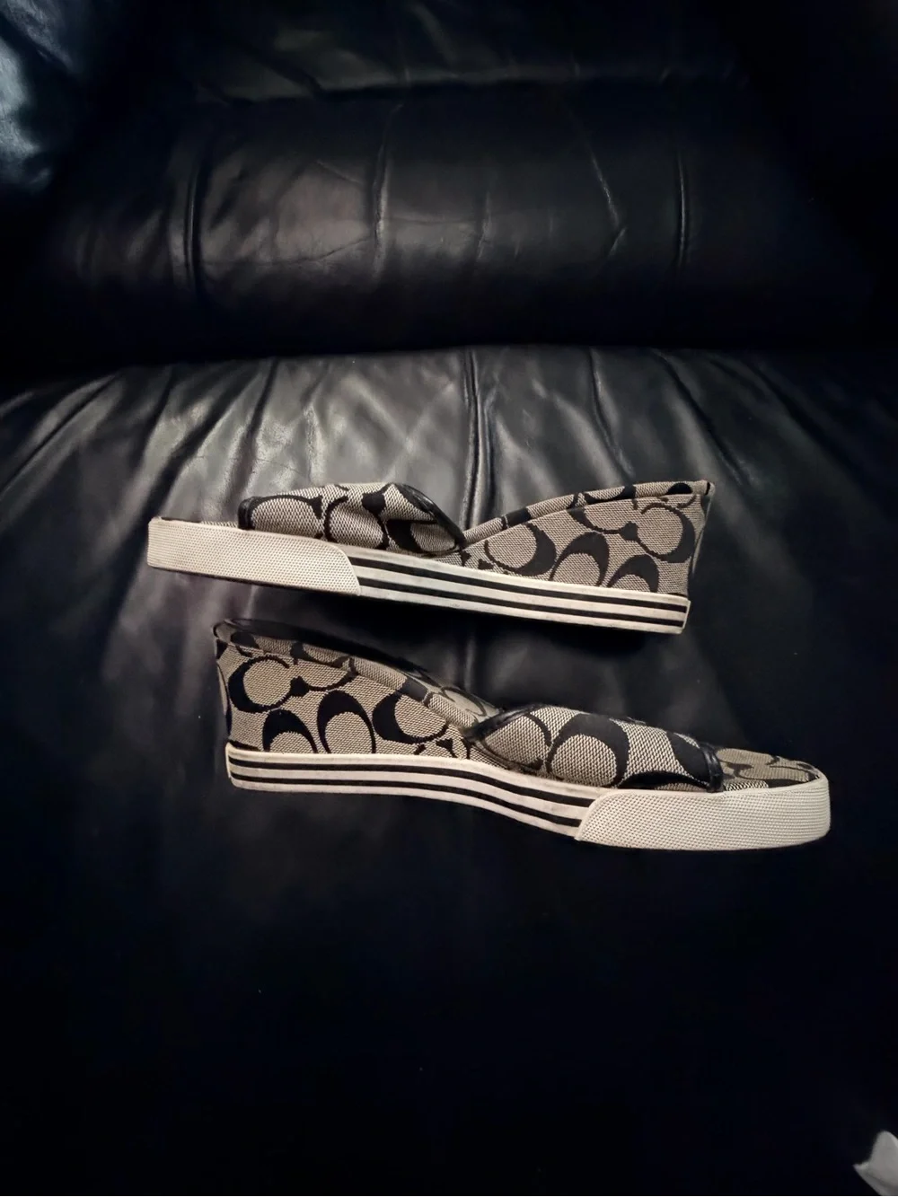 Vintage Coach Monogram Wedges sz 8